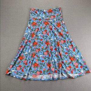 Azure Floral A-Line Skirt Blue Rose Print XS Stretch